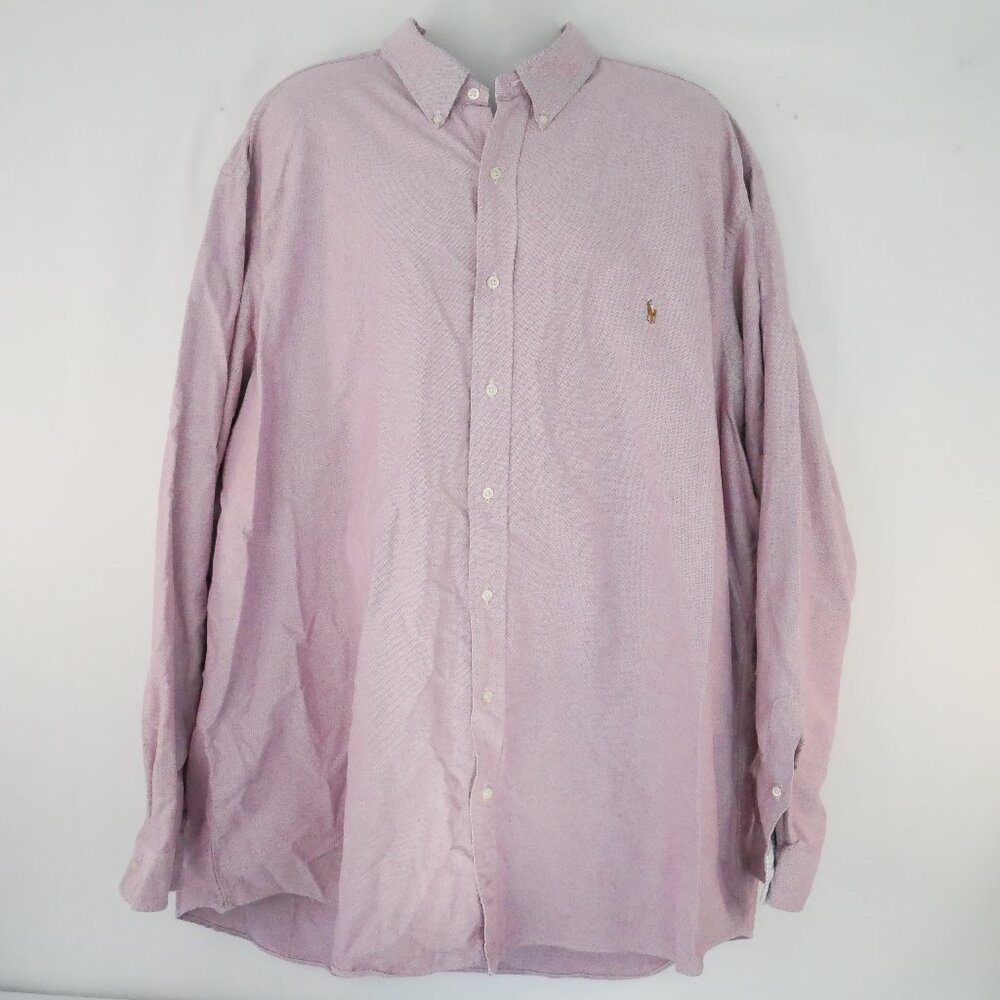 Ralph Lauren Shirt Men's 4XLT 4XL Tall Muave Pony Logo Embroidered Oxford Collar
